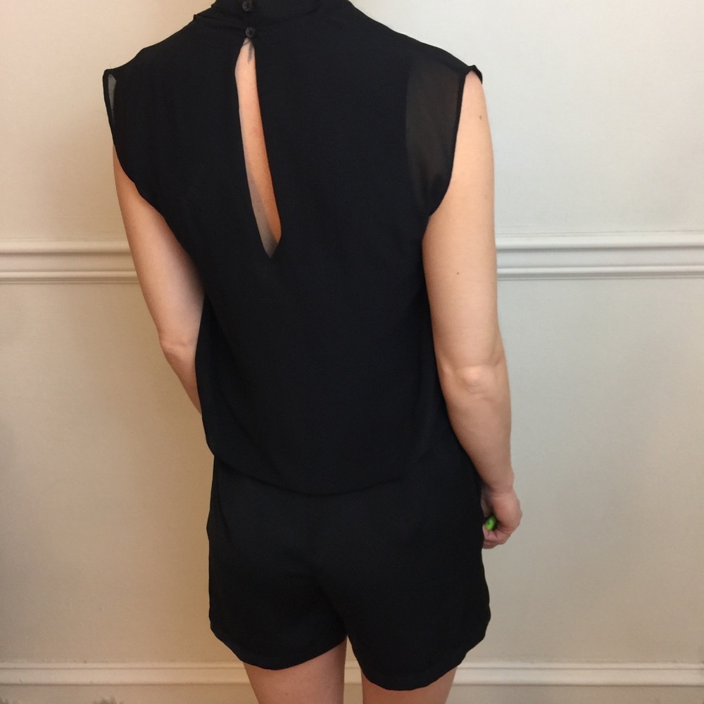 ALLSAINTS Black Amis Black Draped Playsuit Romper - Picture 4 of 8